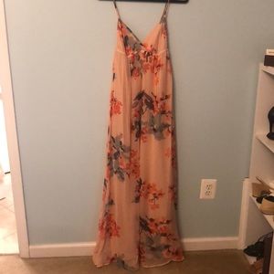 Gypsy floral pink maxi dress